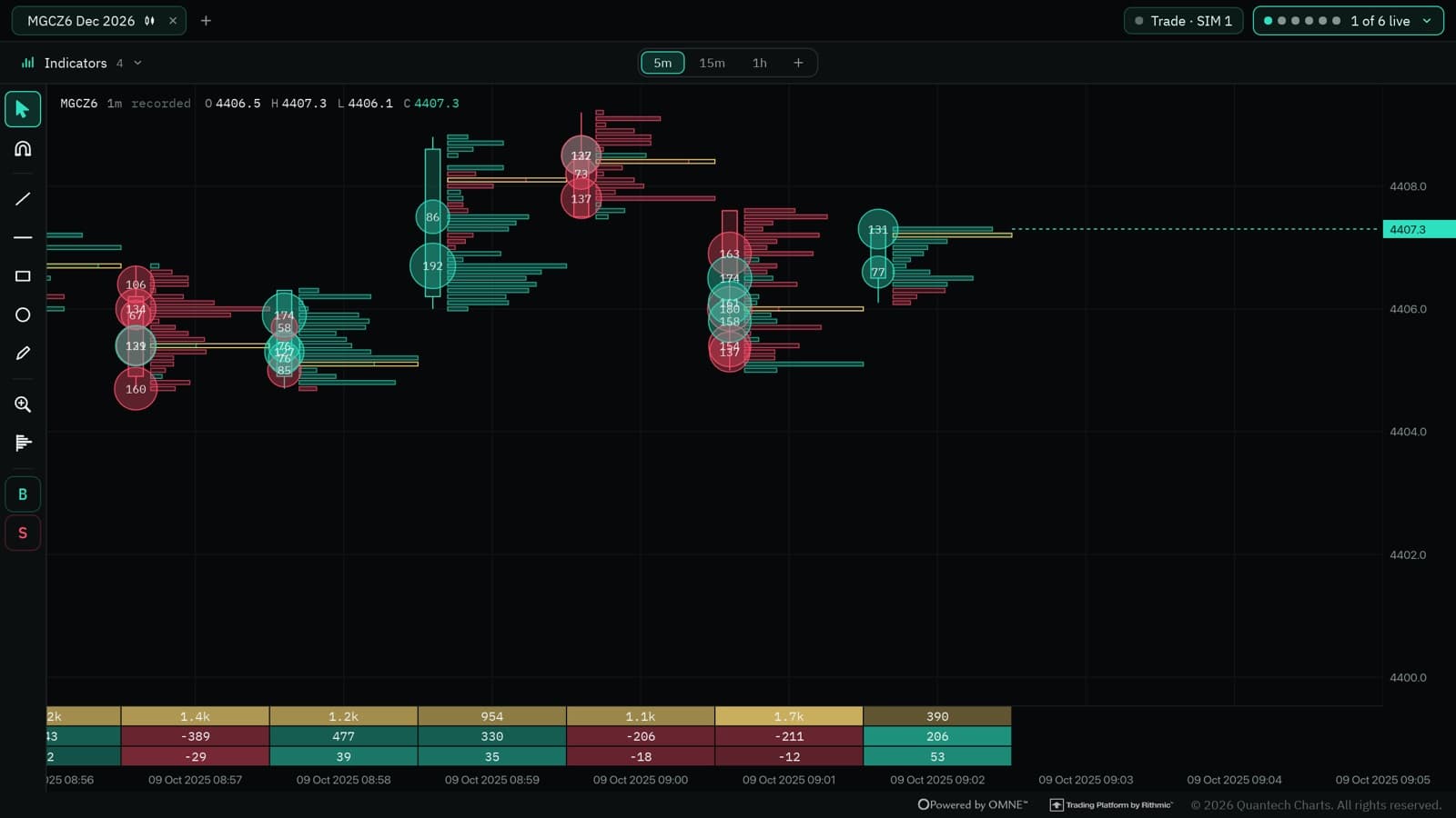 The footprint chart with bar statistics